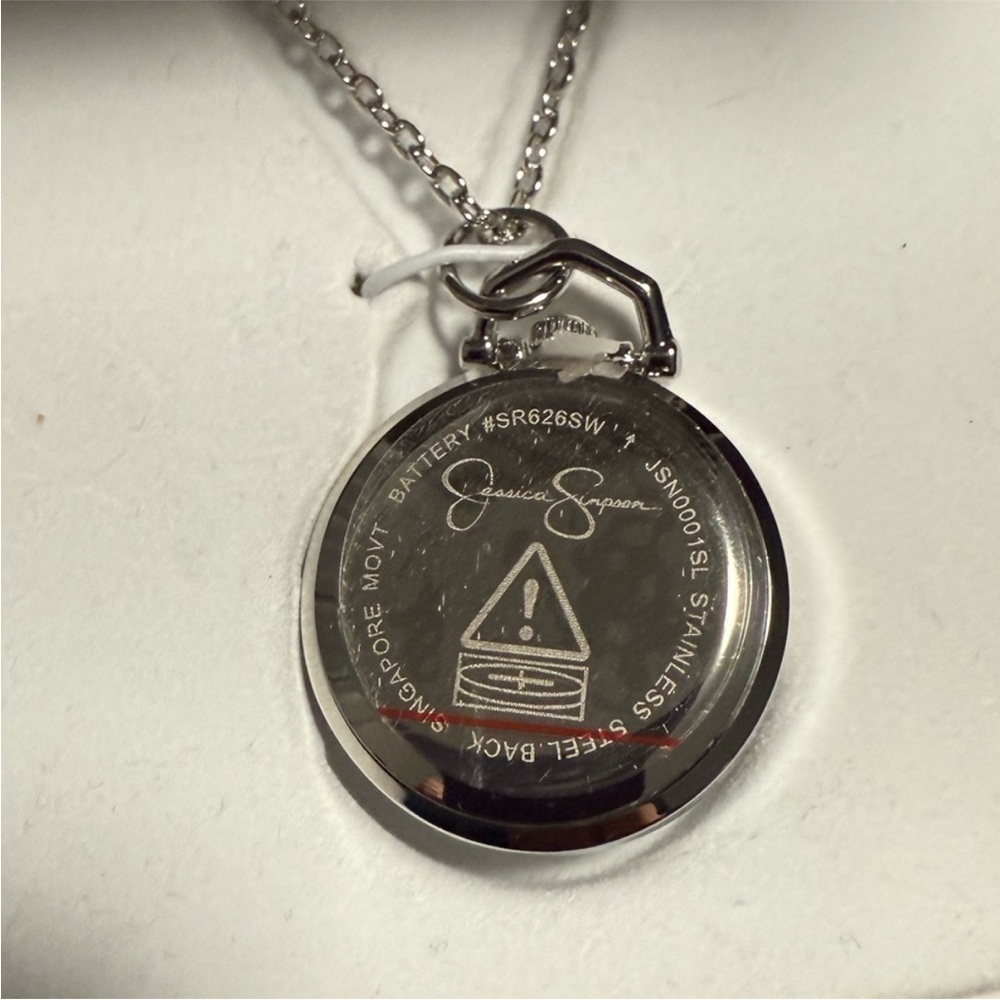 NWT Jessica simpson silver pendant Watch necklace - Picture 5 of 6